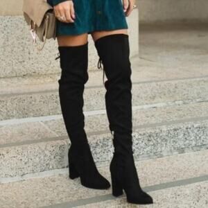 Marc Fisher Women's over the knee boot Octavie block heel faux suede sz 9